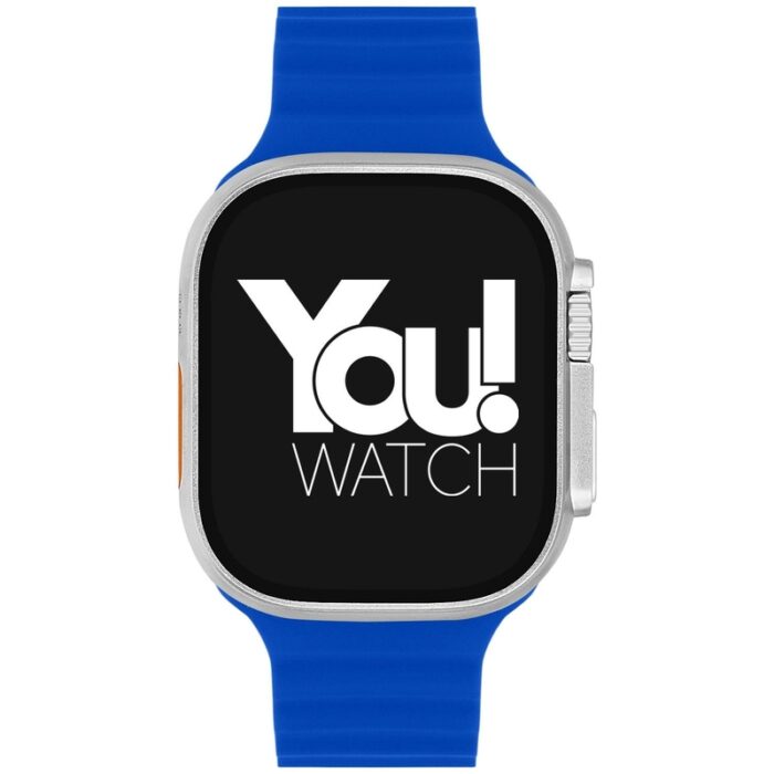 You Watch A8-A84 You Smart Silver & Blue Silicon Unisex Kol Saati - Görsel 2